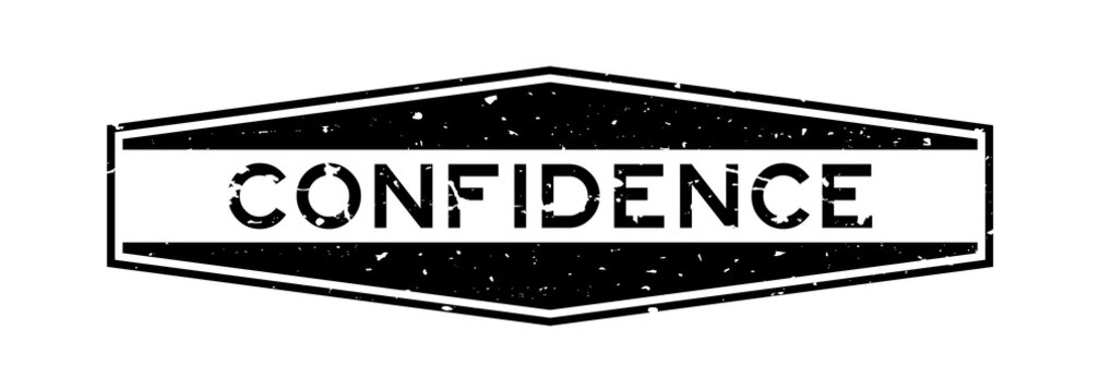 Grunge black confidence word hexagon rubber seal stamp on white background