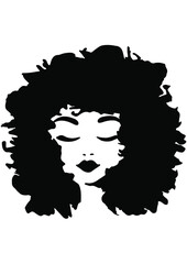 Fototapeta na wymiar Afro Woman, Black Woman, African American Woman, African Girl, Curly Hair, Afro Queen, Eps file, Silhouette