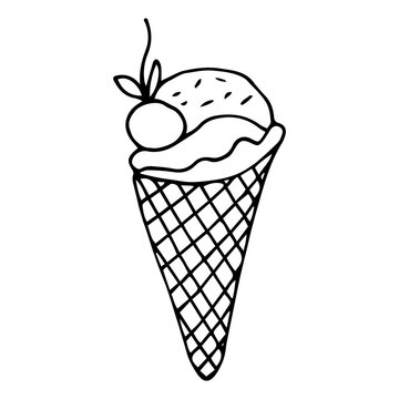 Ice cream in a conevector image of ice cream with cherry 