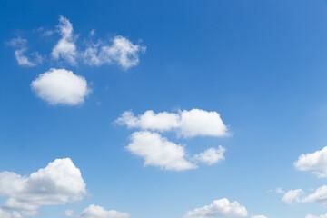 Naklejka na ściany i meble Clear blue color sky with white cloud background