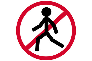 No entry vector sign, icon human silhouette on red circle