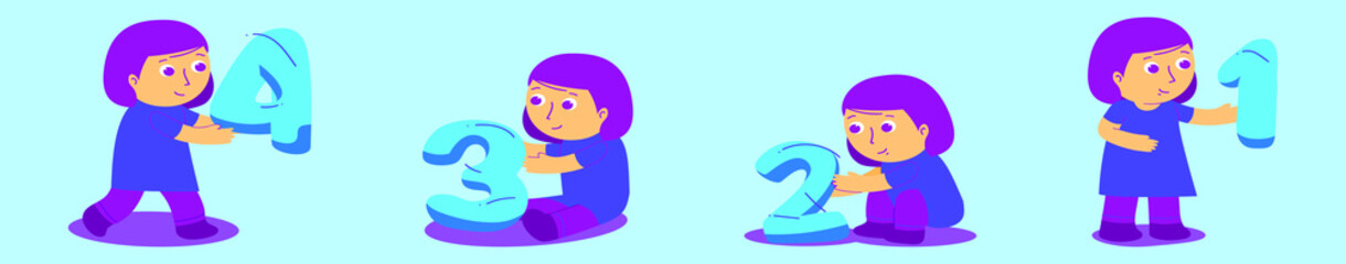 set of children cartoon icon design template with various models. vector illustration isolated on blue background