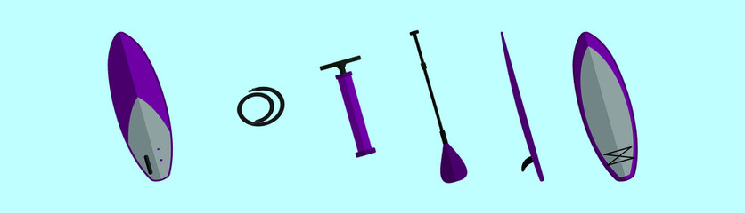 set of paddle board cartoon icon design template with various models. vector illustration isolated on blue background