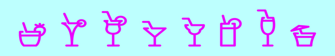 set of fresh drink cartoon icon design template with various models. vector illustration isolated on blue background