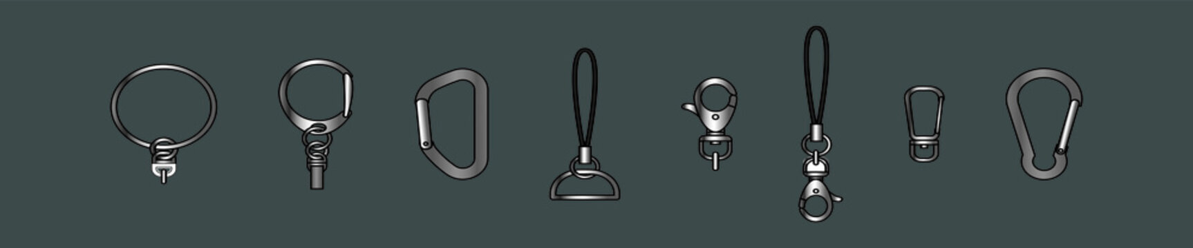 set of key holder cartoon icon design template with various models. vector illustration isolated on black background