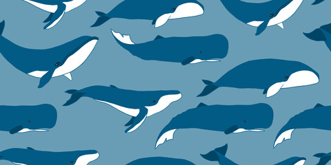 Wild Whales. Seamless Pattern for your design