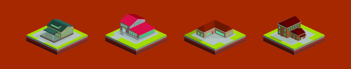 set of listing real estate cartoon icon design template with various models. vector illustration isolated on brown background