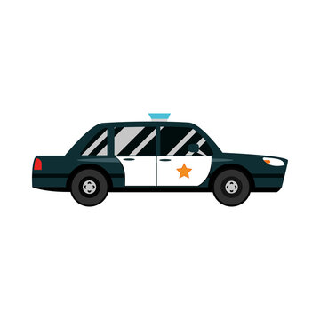 police car transport vehicle side view, car icon vector