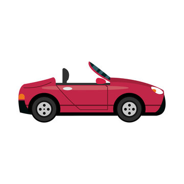 car cabriolet transport vehicle side view, car icon vector