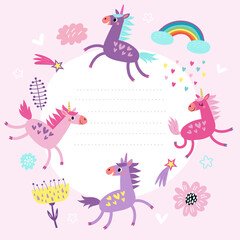 


Background for text, frame with unicorns