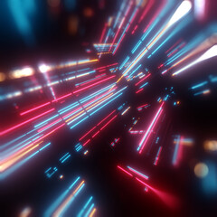 Abstract background with lights. Neon, LED lines. 3D render