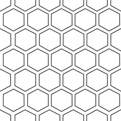 Simple black-white seamless pattern. Lines, cell, honeycombs. Minimalistic style, design for wallpaper, fabric, textile.