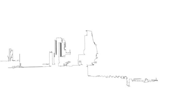 City of London animated line drawing.

River Thames and Square Mile towers from Tate Modern outlined then live action shot faded in.
