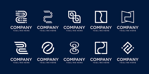 Set of collection initial letter Z logo template. icons for business of fashion, digital, technology.