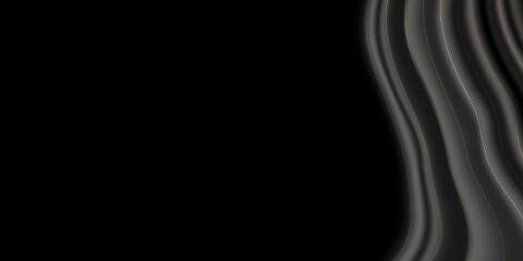 Modern abstract black background with gold line curtain composition