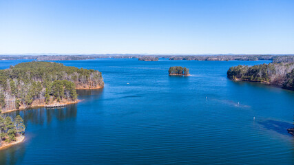 Fototapeta na wymiar Aerial view of Lanier Lake in Georgia, USA.