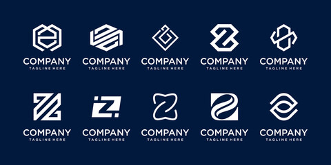 Set of collection initial letter Z logo template. icons for business of fashion, sport, technology.