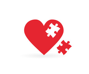 Heart icon. Pieces puzzle heart jigsaw valentine day. - 412926146