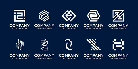 Set of collection initial letter Z logo template. icons for business of fashion, digital, technology.
