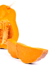 Chopped pumpkin isolated on a white