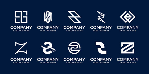 Set of collection initial letter Z logo template. icons for business of fashion, sport, wood.