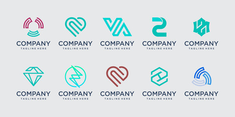Fototapeta premium Set of collection initial letter Z logo template. icons for business of fashion, sport, technology.