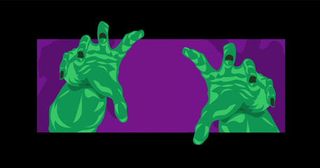 Frankenstein zombie hands for Halloween theme reaching out to grab you