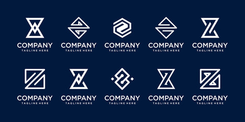 Set of collection initial letter Z logo template. icons for business of fashion, sport, technology.