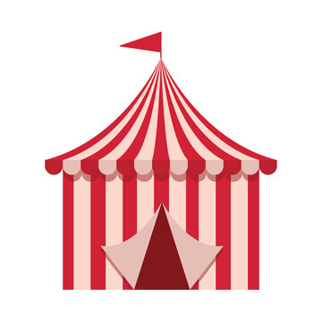 amusement park tent with flag carnival flat design
