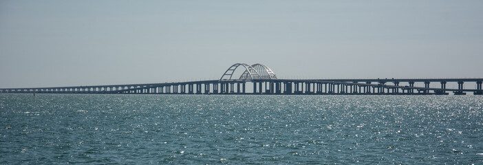 Crimean bridge across the Kerch Strait on a clear day
