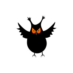 Owl. Icon, halloween. Vector illustration on white isolated background