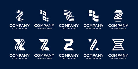 Set of collection initial letter Z logo template. icons for business of fashion, digital, technology.