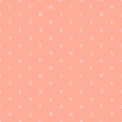Seamless pattern with alphabet letters. Endless background for English language Day. Chaotically located symbols. Vector illustration