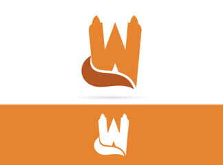 Obraz premium Letter W cat logo design. Vector combination of animals and letter