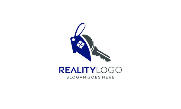 Abstract reality home logo design, key logo design, home sell, home buy, reality buy vector logo design
