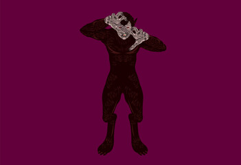 Halloween werewolf monster costume vector illustration