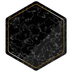 正六角形のフレーム　ブラック＆ゴールド　大理石