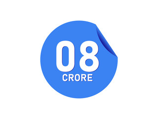 8 Crore texts on the blue sticker