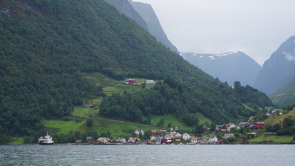 Fototapeta premium village into fjord