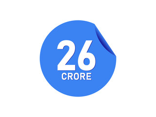 26 Crore texts on the blue sticker