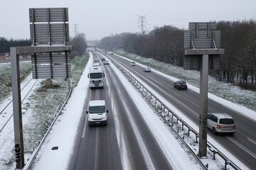 Route nationale 165 sous la neige