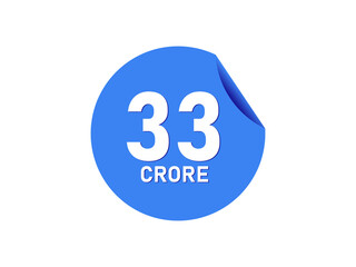 33 Crore texts on the blue sticker