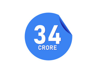 34 Crore texts on the blue sticker