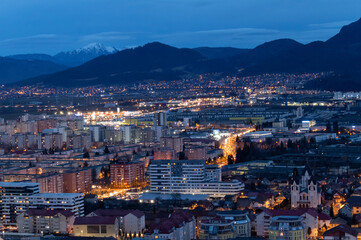 View of Brasov cityscape during evening