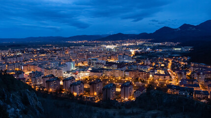 Fototapeta na wymiar View of Brasov cityscape during evening
