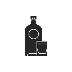 Moonshine bottle and glass color line icon. Alcoholic beverages.