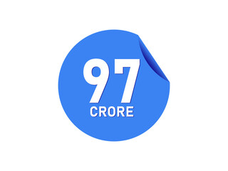 97 Crore texts on the blue sticker