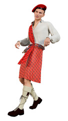 3D Rendering Highlander on White