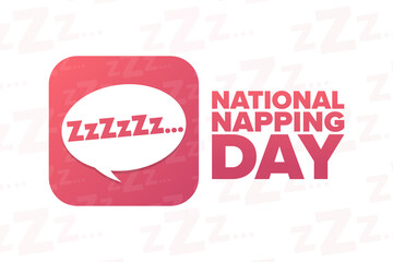 National Napping Day. Holiday concept. Template for background, banner, card, poster with text inscription. Vector EPS10 illustration.