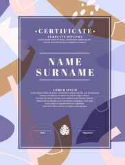 Certificate template for posting your information and text. The design of the certificate of honor in a modern style.